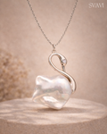 Elegant Swan Pearl Pendant Necklace